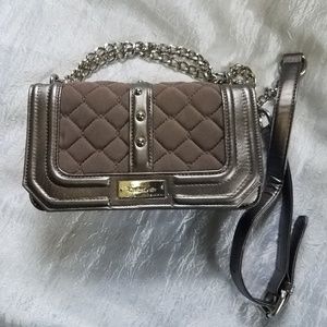 bebe Stephanie Mini Quilted Faux Suede Purse